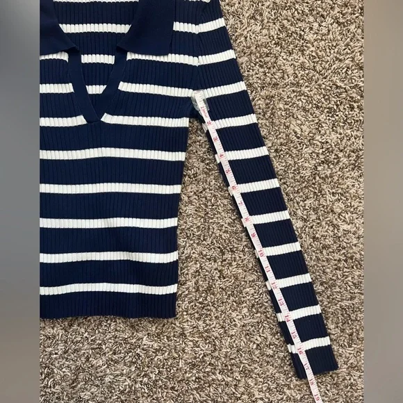 Milk And Honey Knitwear Blue And White striped Top Size M (0714) - Picture 6 of 13